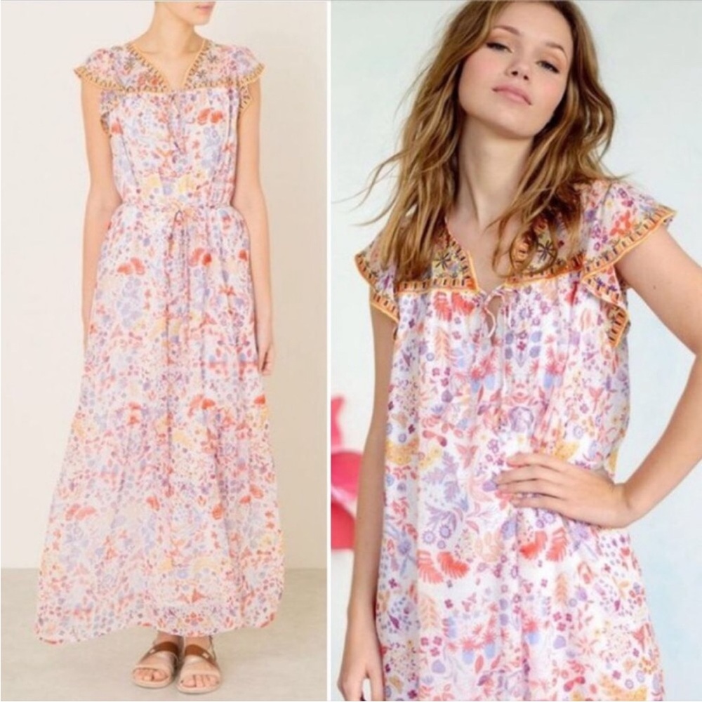 Antilles Batik Floral Embroidered Dress